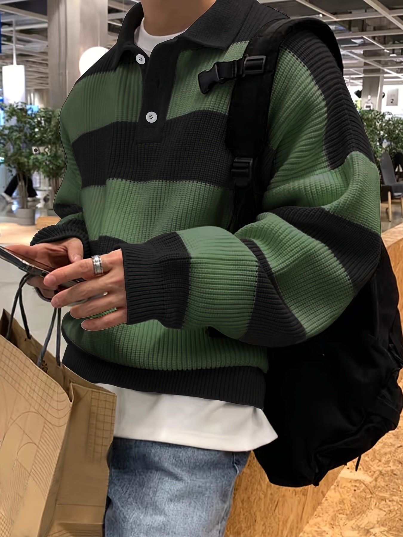 TeeShop "Stripe Knitted" Collared Knit