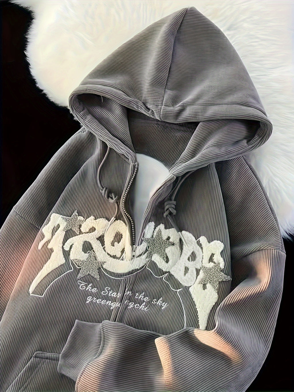 TeeShop "ChicPrint" Drawstring Zip Hoodie