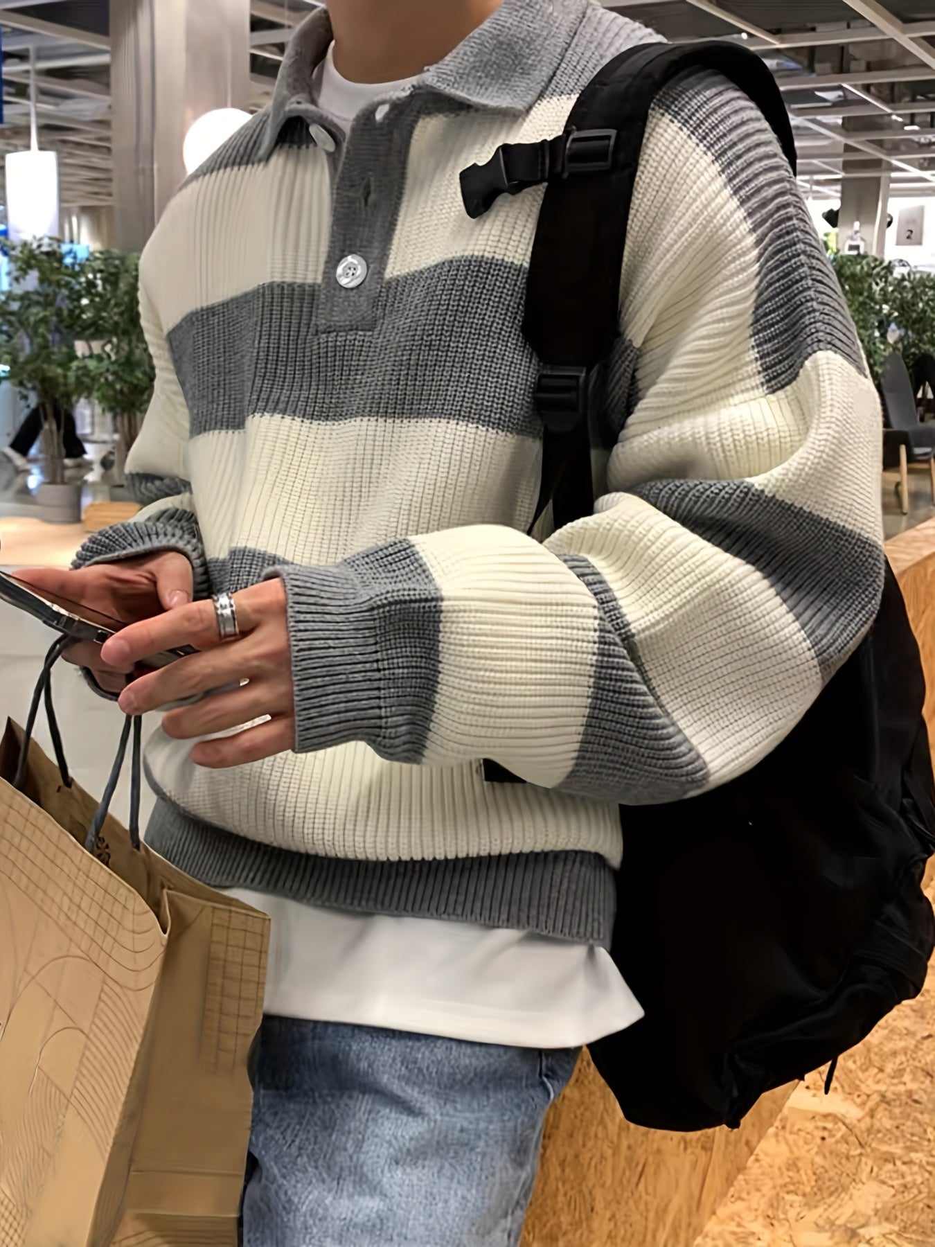 TeeShop "Stripe Knitted" Collared Knit