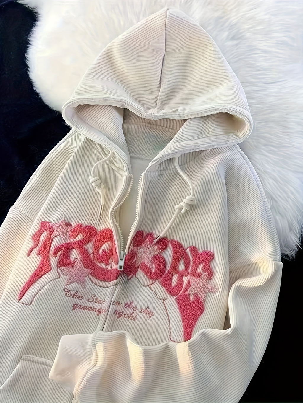 TeeShop "ChicPrint" Drawstring Zip Hoodie