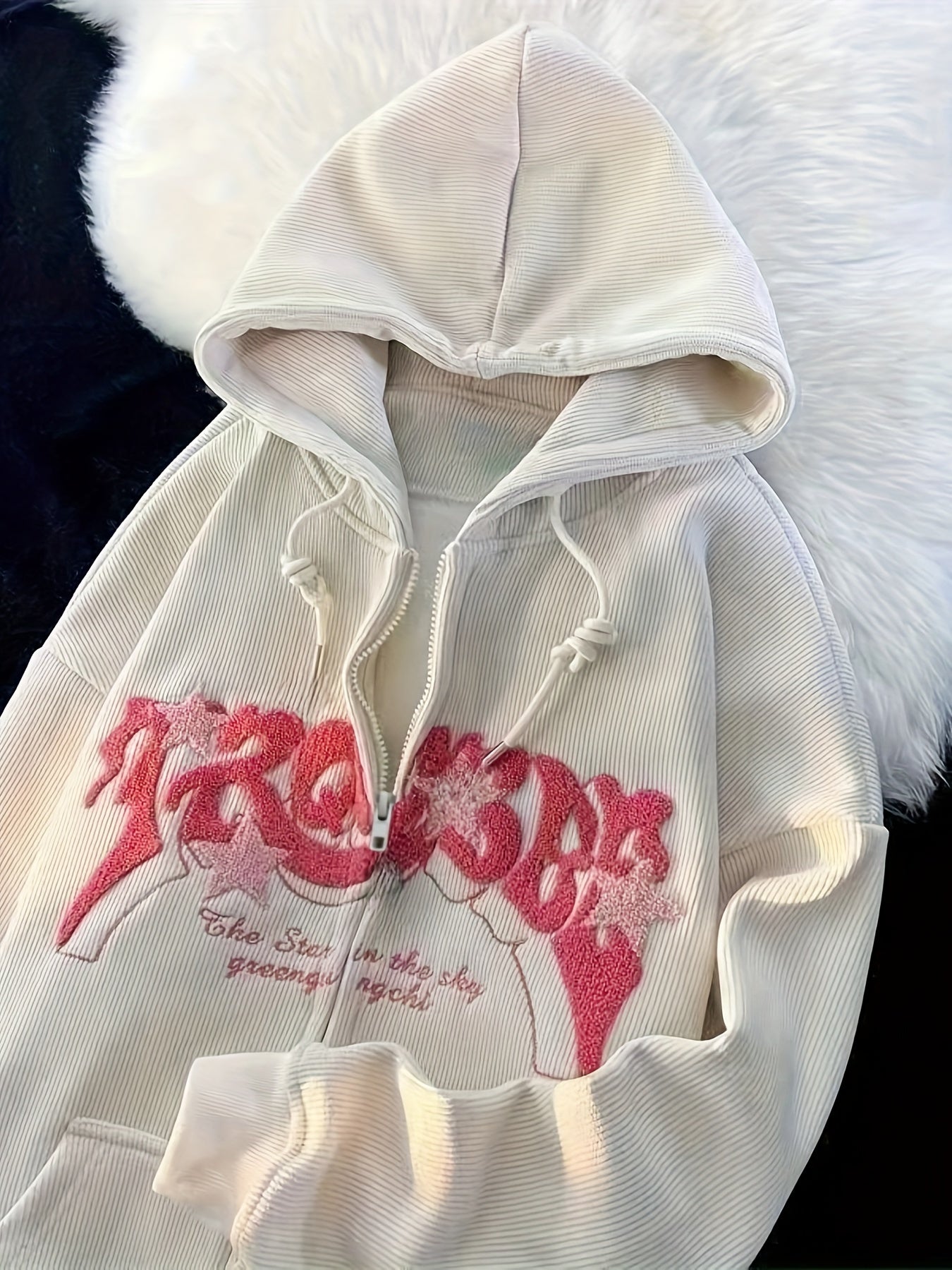 TeeShop "ChicPrint" Drawstring Zip Hoodie