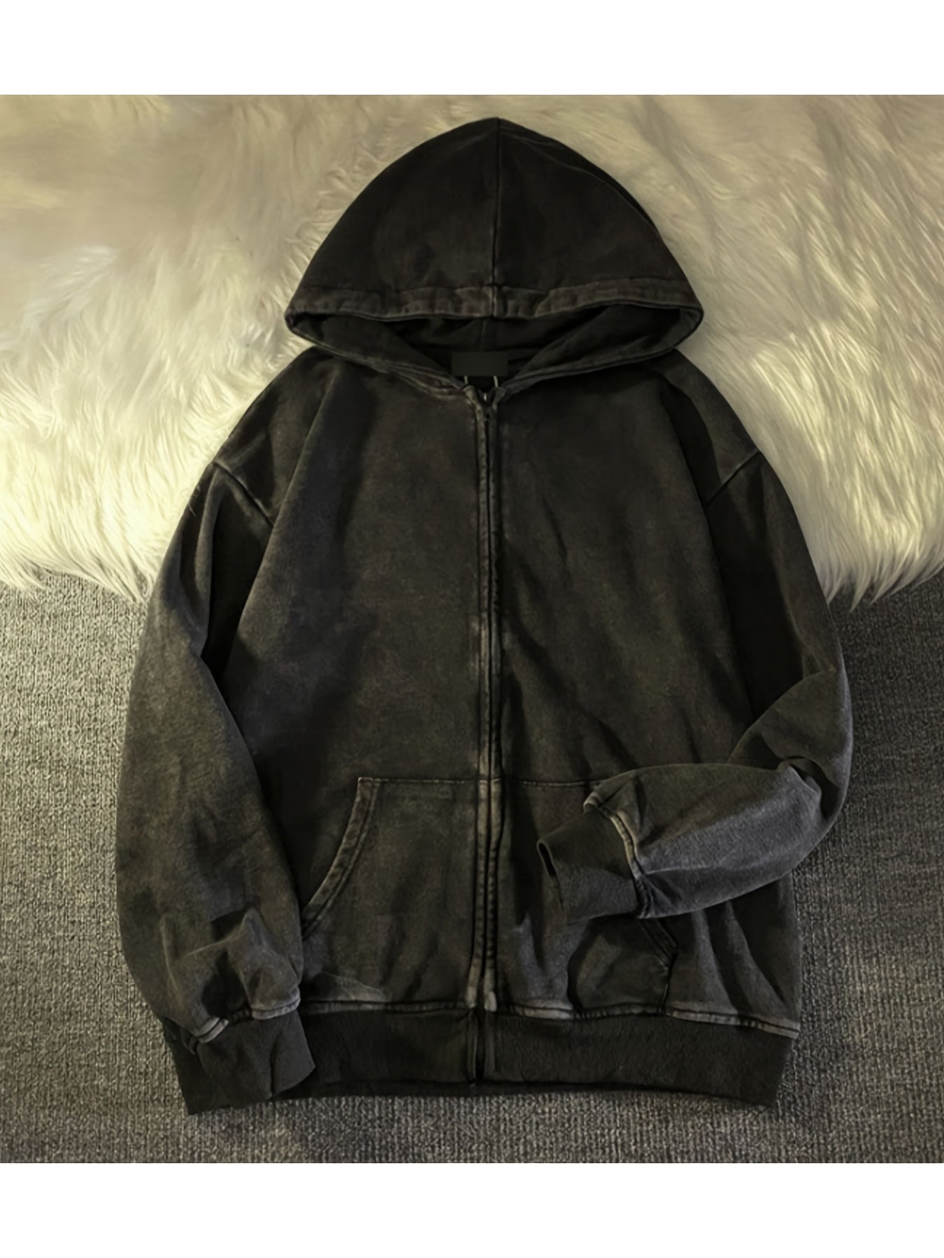 TeeShop "Acid Wash Zip" Zip-Up Hoodie