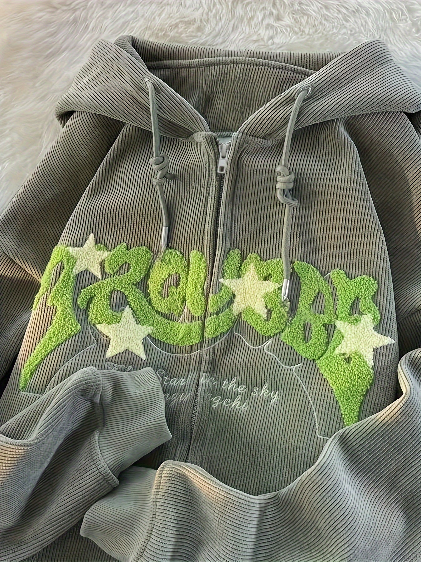 TeeShop "ChicPrint" Drawstring Zip Hoodie