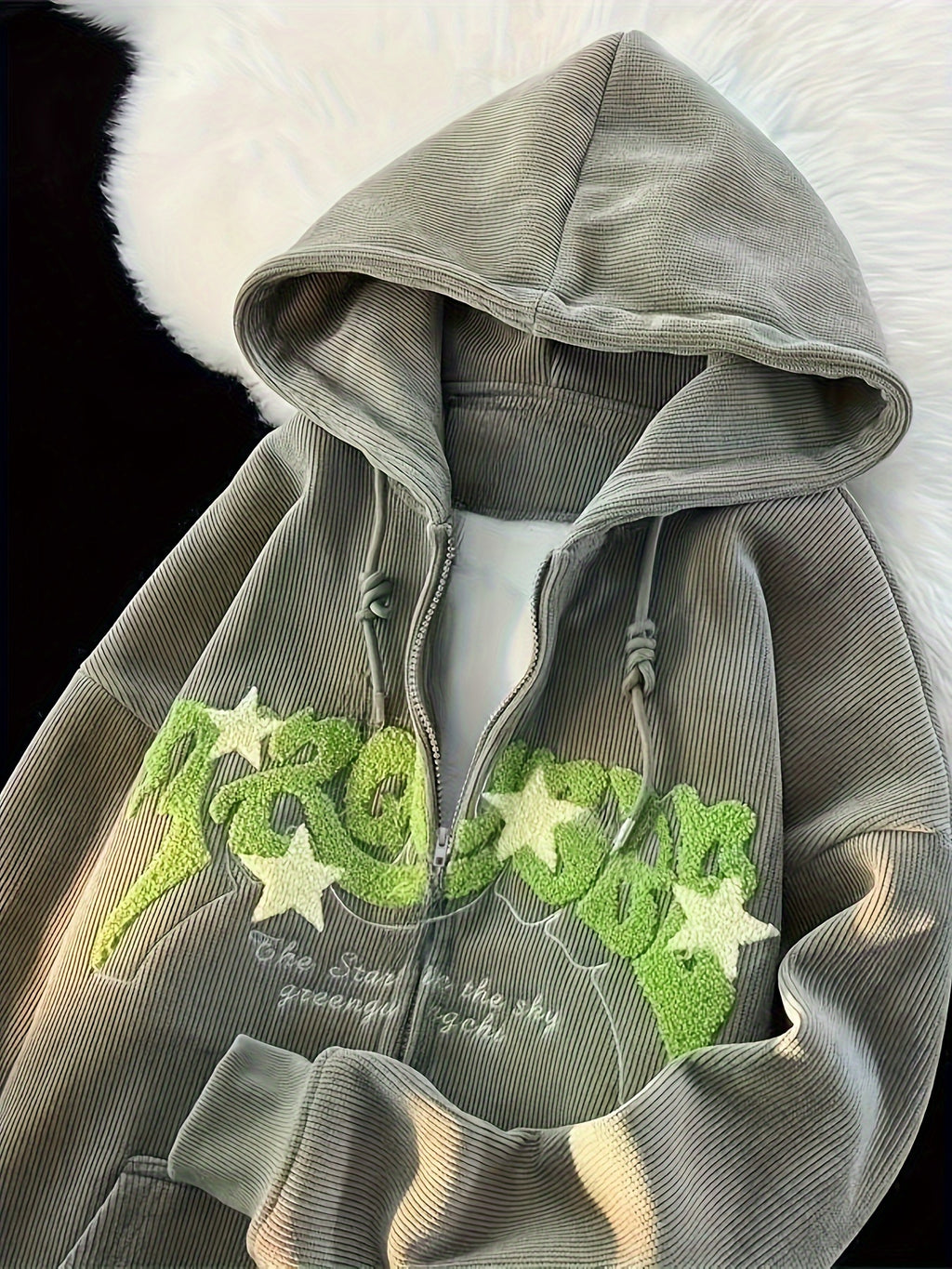 TeeShop "ChicPrint" Drawstring Zip Hoodie