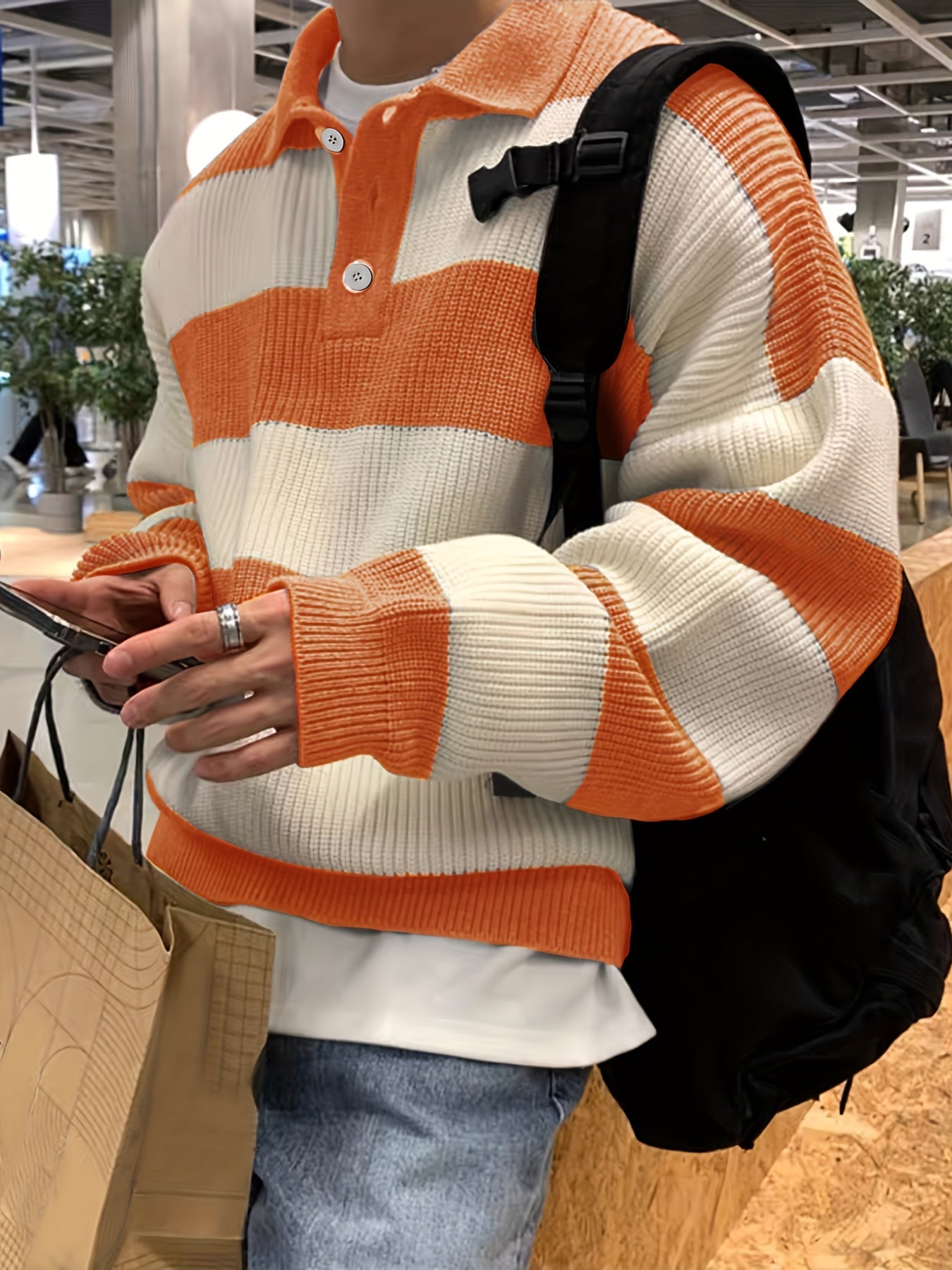 TeeShop "Stripe Knitted" Collared Knit