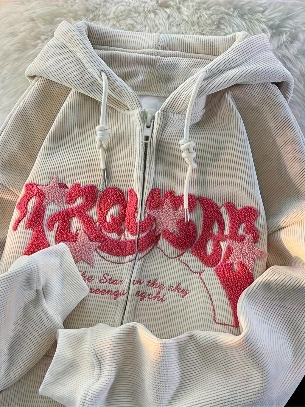 TeeShop "ChicPrint" Drawstring Zip Hoodie